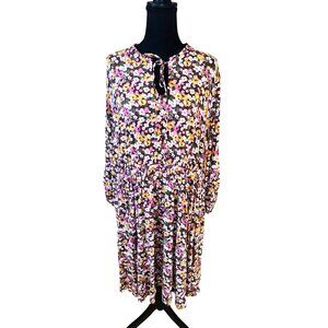 Cottage Core Prairie NWT Torrid Floral Maxi Pleated Dress Keyhole Front 3X Boho